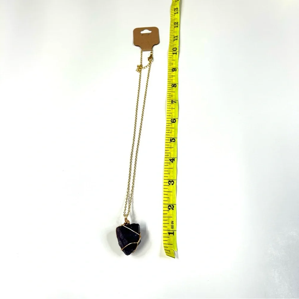NEW Festival Stone Wrap Jewelry Necklace Natural Gemstone Rough Black